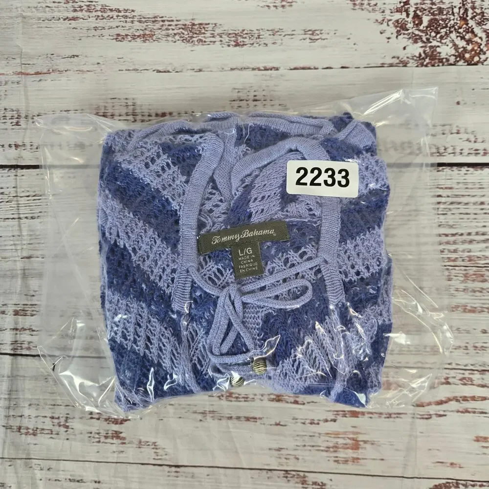 Tommy Bahama Purple Striped Knit Hooded Swim Coverup